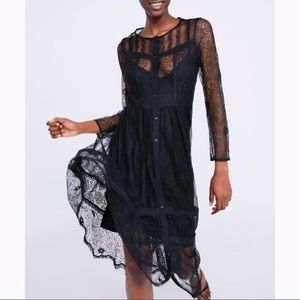 NWT Zara Black Contrasting Sheer Lace Long Dress!